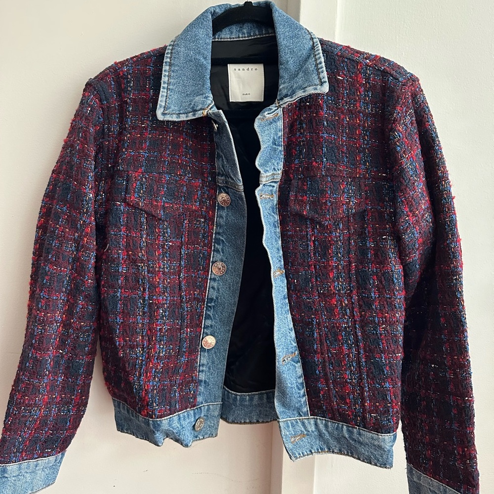Sandro tweed denim jacket
